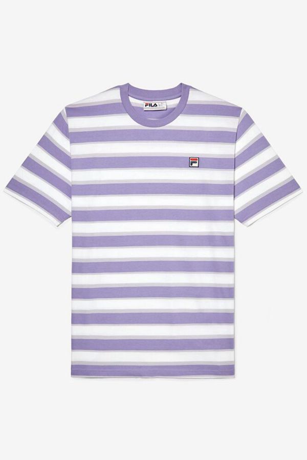 Camisetas Fila Hombre Moradas / Blancas - Pietersite Striped - España 863407QZE